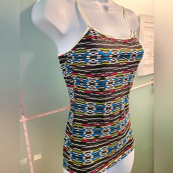 Bluenotes Tops - Small, Multi Colored with Black, White, Red, Blue, Green Pattern Tank Top